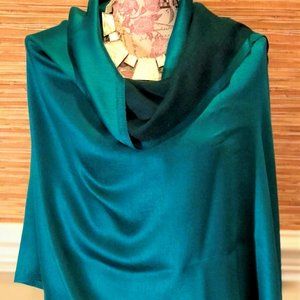 Solid Reversible Silk Blended Shawl in Teal & Black